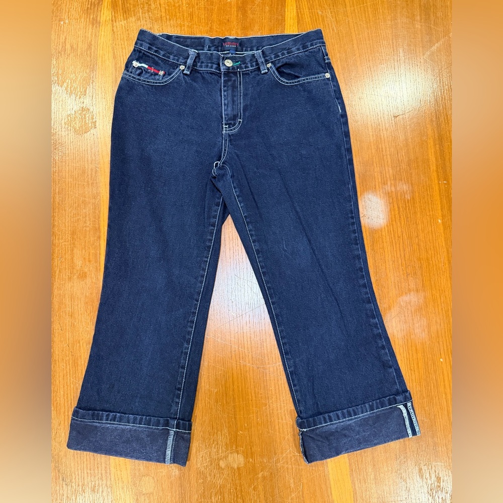 Tommy Hilfiger Dark Blue Ankle Jeans 2001 VTG Y2K low rise Roll Cuff